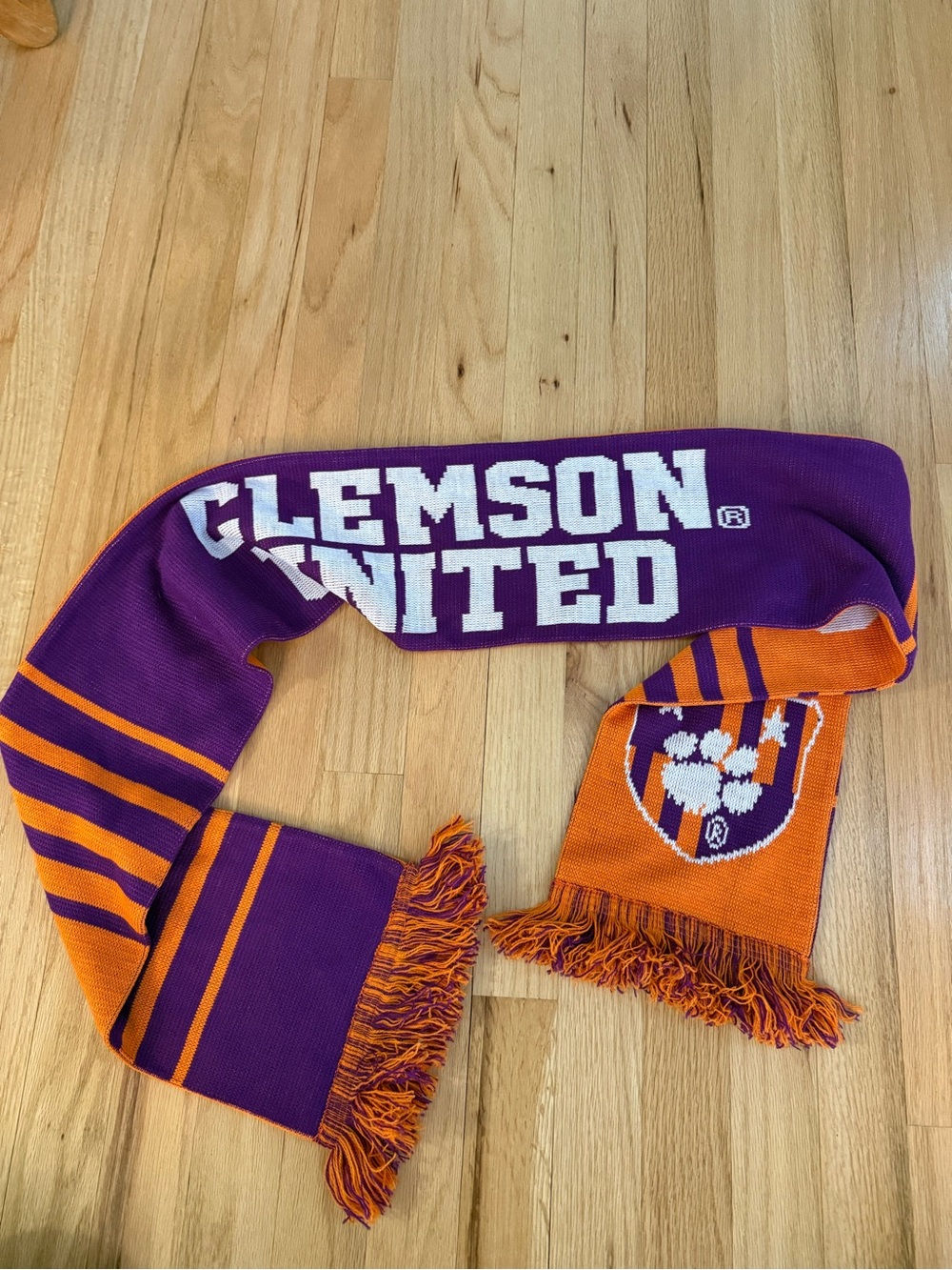 Clemson United Soccer Purple & Orange Knit Scarf